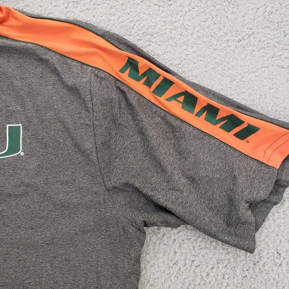 University of Miami Hurricanes Shirt Mens Large Gray Short Sleeve Polo - Picture 3 of 11
